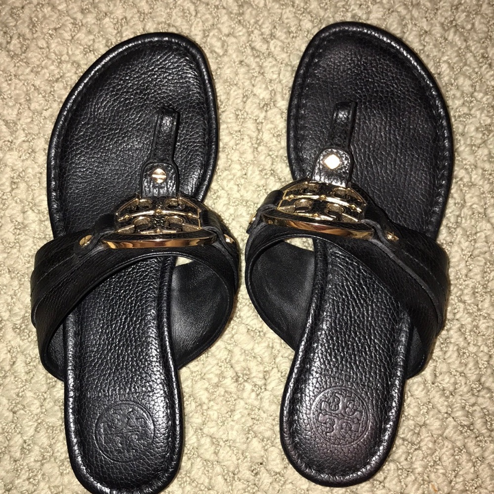 Black and gold Tory Burch sandal